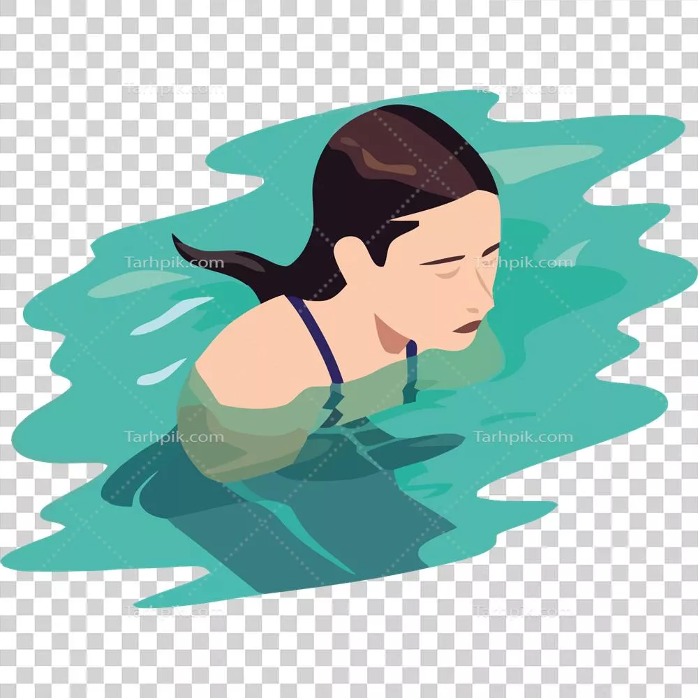 عکس دوربری زنی در حال شنا در آب، لحظه ای زیبا و آرامش بخش