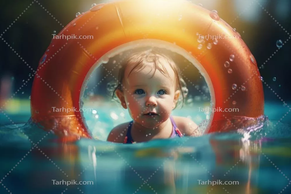 عکس تصویری زیبا از کودکان در حال شنا در استخر تابستانی