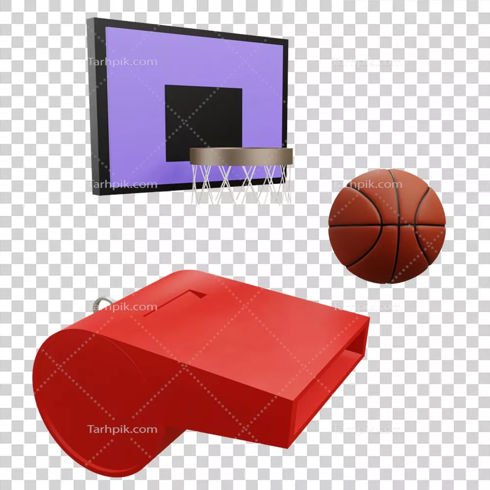 عکس دوربری تصویر سه بعدی آیکون سوت بسکتبال با طراحی جذاب و مدرن