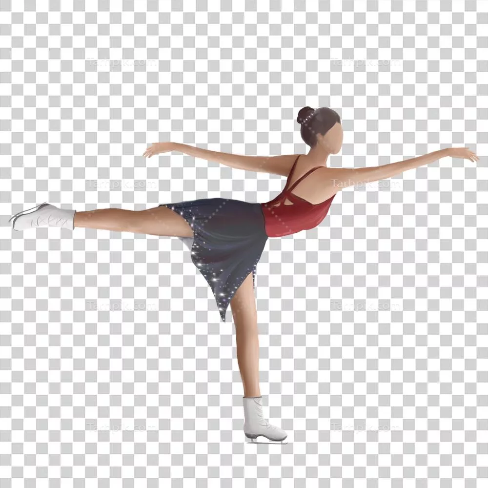 عکس دوربری تصویری زیبا از یک دختر ورزشکار در حال اسکیت روی یخ