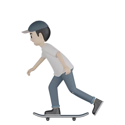 عکس دوربری اسکیت باز سه بعدی در حال حرکت با طراحی جذاب و مدرن