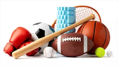 عکس تجهیزات ورزشی متنوع و جذاب بر روی پس زمینه سفید