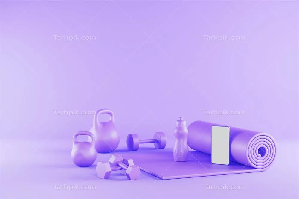 عکس تصویری جذاب از گوشی هوشمند و تجهیزات ورزشی برای اپلیکیشن تناسب اندام