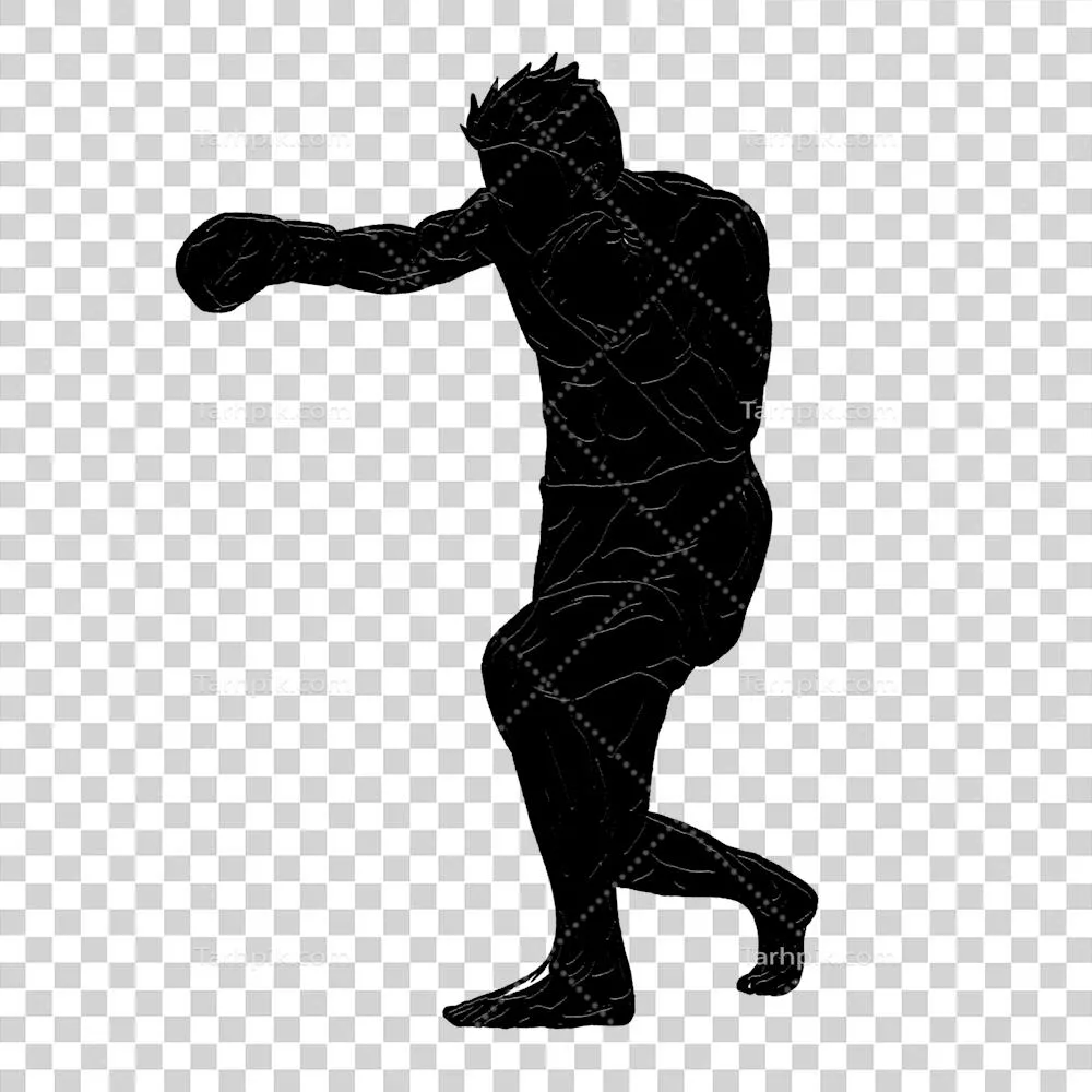 عکس دوربری تصویری از مبارز کیک باکسینگ در حال تمرین با سایه ای جذاب و پرانرژی