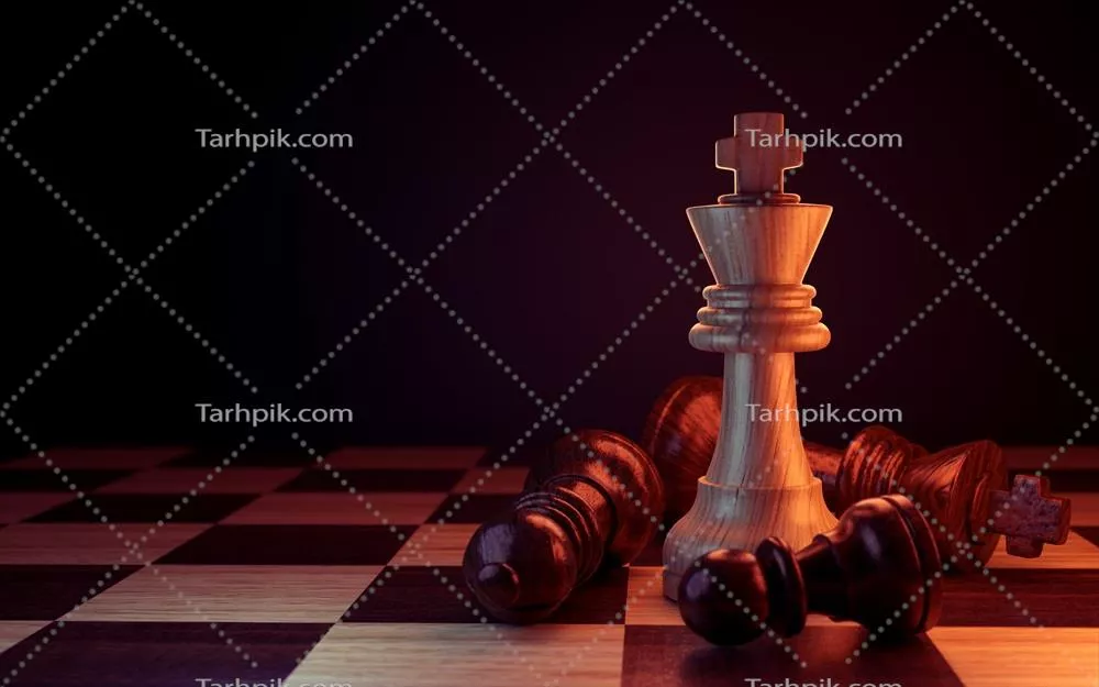 عکس نبرد شگفت انگیز مهره های شطرنج بر روی صفحه شطرنج به صورت سه بعدی