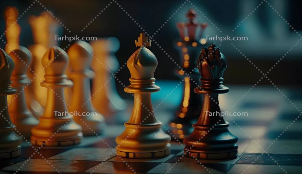 عکس ست شطرنج لوکس بر روی تخته شطرنج با طراحی منحصر به فرد