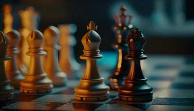 عکس ست شطرنج لوکس بر روی تخته شطرنج با طراحی منحصر به فرد