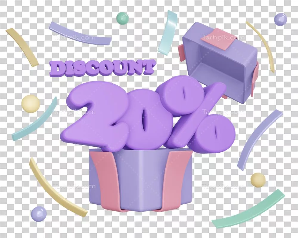 عکس دوربری تخفیف ویژه 20 درصدی بر روی جعبه هدیه با طراحی جذاب و منحصر به فرد