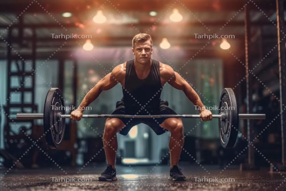 عکس تصویری از یک ورزشکار مرد در حال تمرینات بدنسازی در باشگاه
