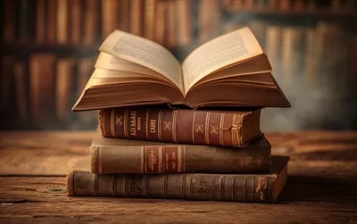 عکس کتاب قدیمی باز شده بر روی میز: یک تصویر جذاب از تاریخ و ادبیات