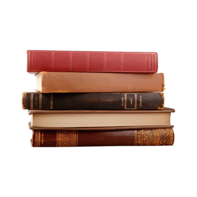 عکس دوربری مجموعه ای از کتاب های قدیمی بر روی پس زمینه ای شفاف و خالی از متن