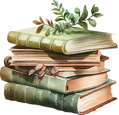 عکس دوربری تصویری زیبا از کتاب قدیمی با طراحی آبرنگی و جزئیات دقیق