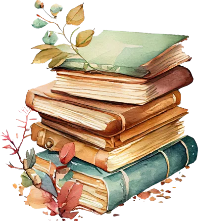 عکس دوربری تصویری زیبا از کتاب قدیمی با طراحی آبرنگی و جزئیات دقیق