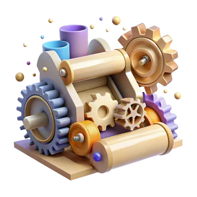 عکس دوربری چرخ دنده های چاپ کلاسیک با طراحی فوق العاده و پس زمینه شفاف