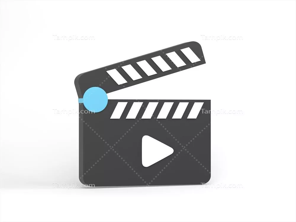 عکس تصویری زیبا از آیکون کلید فیلم با طراحی سه بعدی بر روی پس زمینه سفید