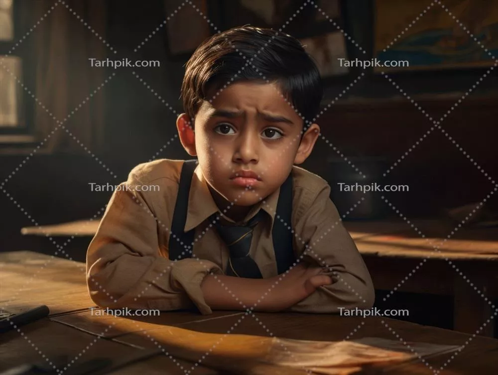 عکس لحظه ای احساسی و پویا از یک کودک هندی در مدرسه