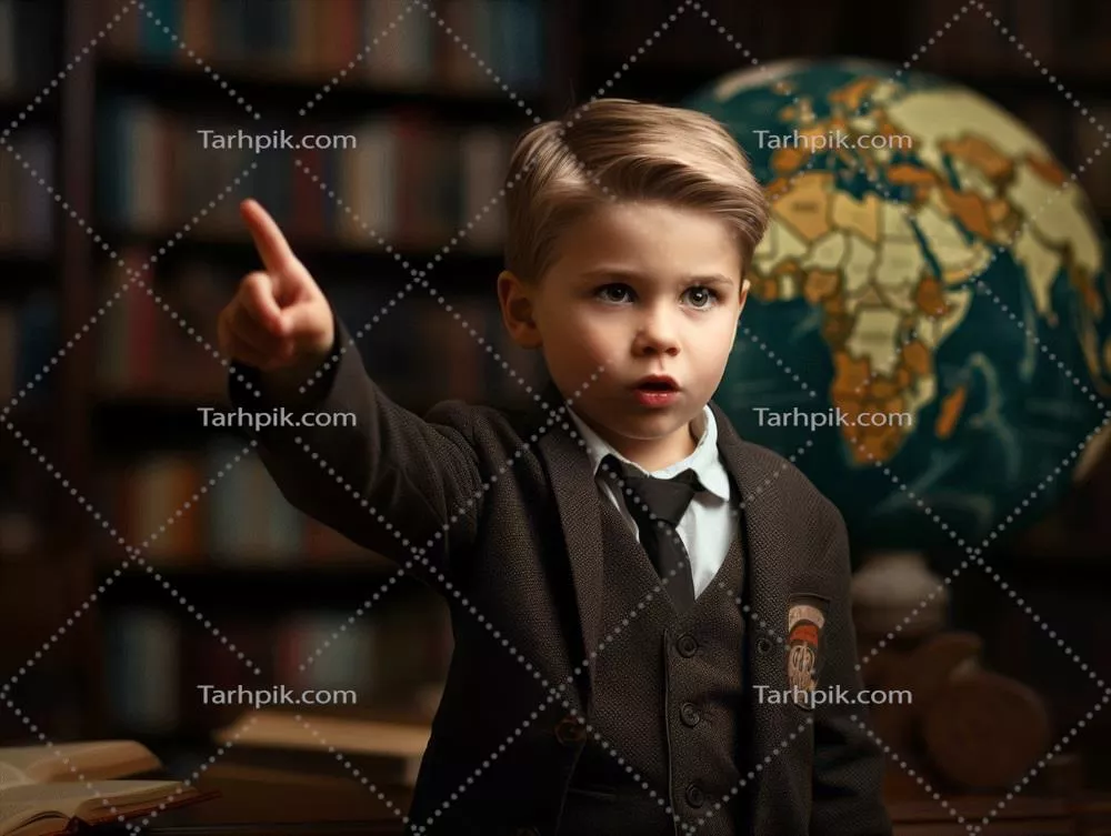 عکس لحظه ای احساسی و پویا از یک کودک اروپایی در محیط مدرسه