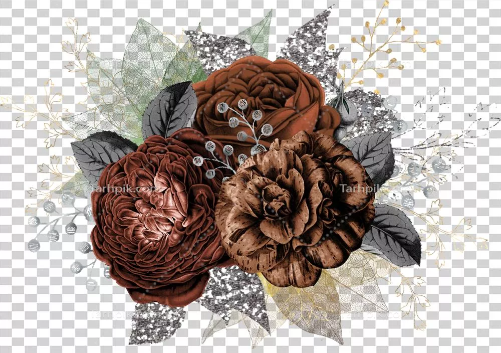 عکس دوربری بسته گل آبرنگی زیبا و رنگارنگ برای طراحی های هنری