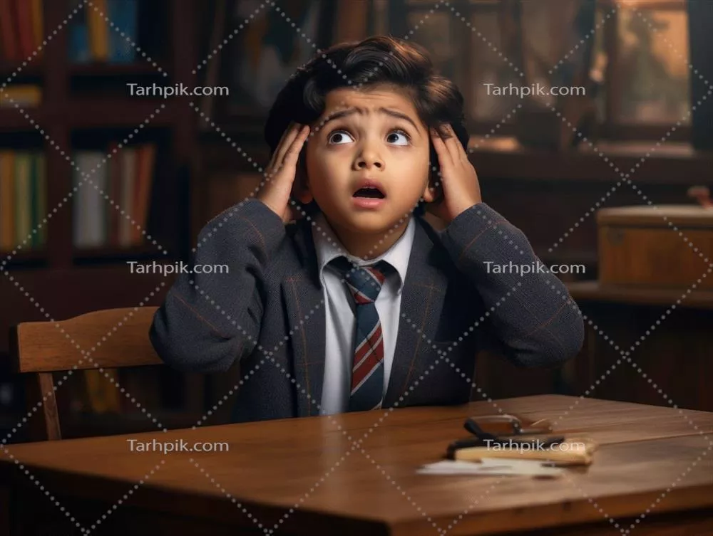 عکس لحظه ای احساسی از یک کودک هندی در حال یادگیری در مدرسه