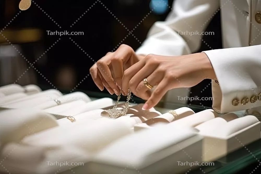 عکس تصویری زیبا از دستان یک زن در حال خرید جواهرات لوکس