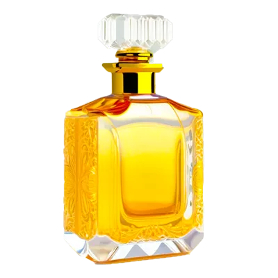 عکس دوربری تصویری خلاقانه از بطری عطر شیشه ای با طراحی هوش مصنوعی
