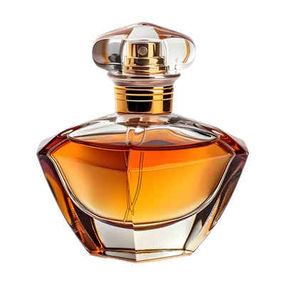 عکس دوربری بطری عطر لوکس و شیک با طراحی منحصر به فرد و پس زمینه شفاف
