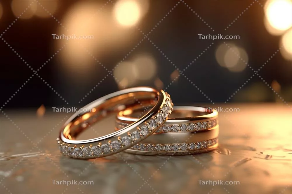 عکس دو حلقه ازدواج در نور گرم آفتاب: نماد عشق ابدی و پیوندی عمیق