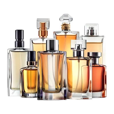 عکس دوربری مدل سه بعدی شیشه عطر با طراحی زیبا و پس زمینه شفاف