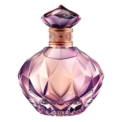 عکس دوربری بطری عطر لوکس با طراحی منحصر به فرد بر روی پس زمینه شفاف