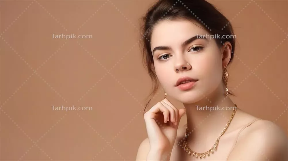 عکس زنی جوان و زیبا با جواهرات شیک و مدرن در دنیای هنرهای دیجیتال