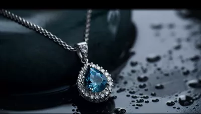 عکس جواهرات زیبا و درخشان با سنگ های قیمتی در پیش زمینه طراحی شده توسط هوش مصنوعی