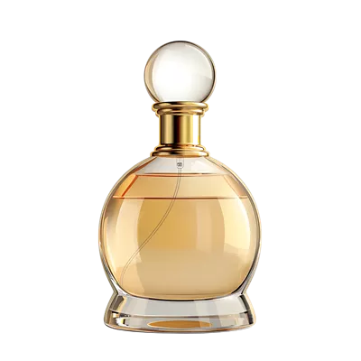 عکس دوربری بطری عطر لوکس با طراحی منحصر به فرد بر روی پس زمینه شفاف