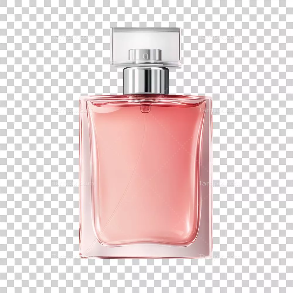 عکس دوربری بطری عطر صورتی زیبا و شیک با طراحی منحصر به فرد