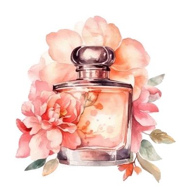 عکس دوربری عطر آبرنگی با گل های زیبا و طراحی خلاقانه به سبک هوش مصنوعی