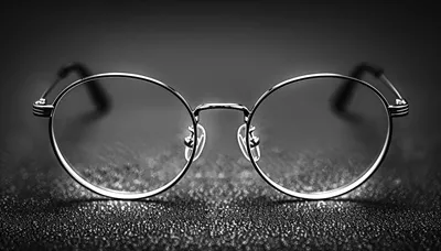 عکس عینکی با فریم مشکی و لبه نقره ای برای استفاده روزمره
