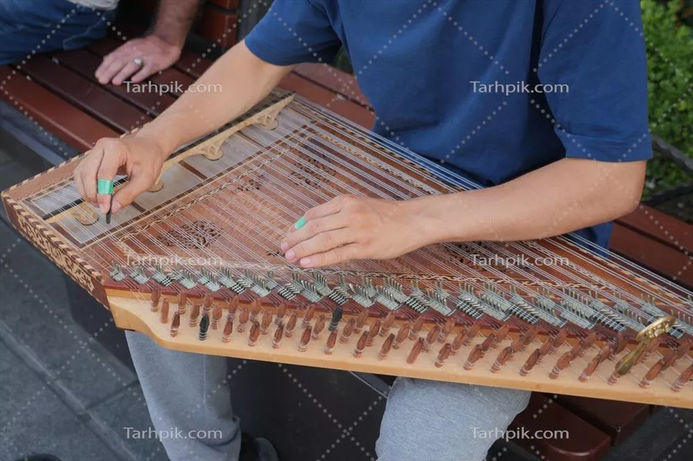 عکس دست های نوازنده در حال نواختن ساز سنتی سیامبلوم