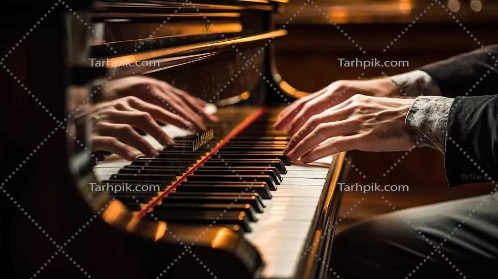 عکس مردی در حال نواختن پیانو در یک اتاق تاریک با احساسات عمیق