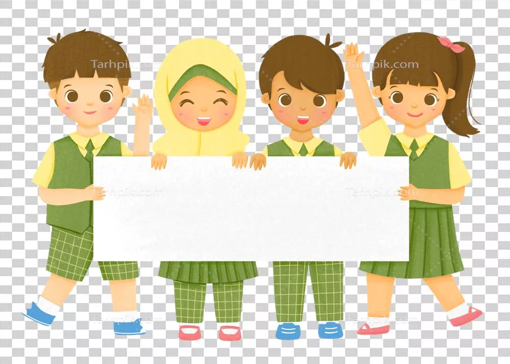 عکس دوربری کودک پیش دبستانی در حال نگه داشتن بنر با طراحی جذاب و رنگارنگ