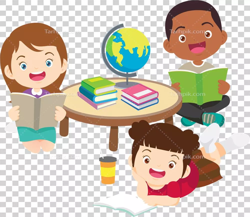 عکس دوربری کودکان مهدکودک در حال نشستن در دایره و به اشتراک گذاری کتاب ها