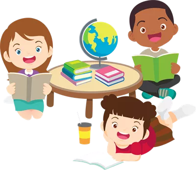 عکس دوربری کودکان مهدکودک در حال نشستن در دایره و به اشتراک گذاری کتاب ها