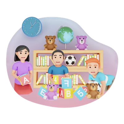 عکس دوربری تصویری زیبا از کودکان در حال بازی با اسباب بازی ها در مهدکودک