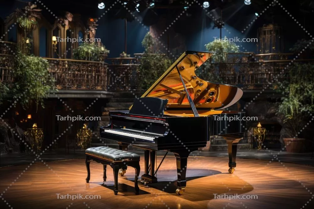 عکس اجرای پیانو در سالن کنسرت با استفاده از هوش مصنوعی