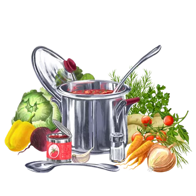 عکس دوربری مجموعه کامل سبزیجات تازه برای تهیه بورشت خوشمزه و مقوی