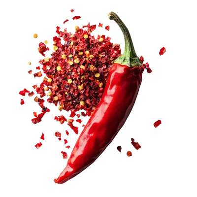 عکس دوربری فلفل دلمه ای تازه با تکه های فلفل خشک برای الهام در آشپزی