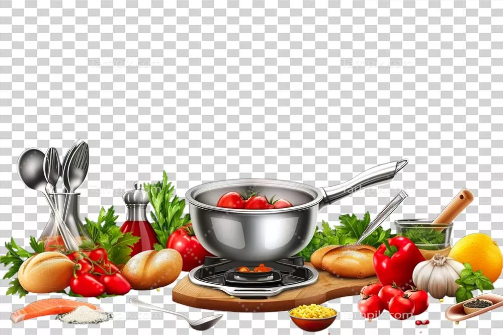عکس دوربری مواد اولیه آشپزی بر روی تخته برش: راهنمایی برای تهیه غذاهای خوشمزه