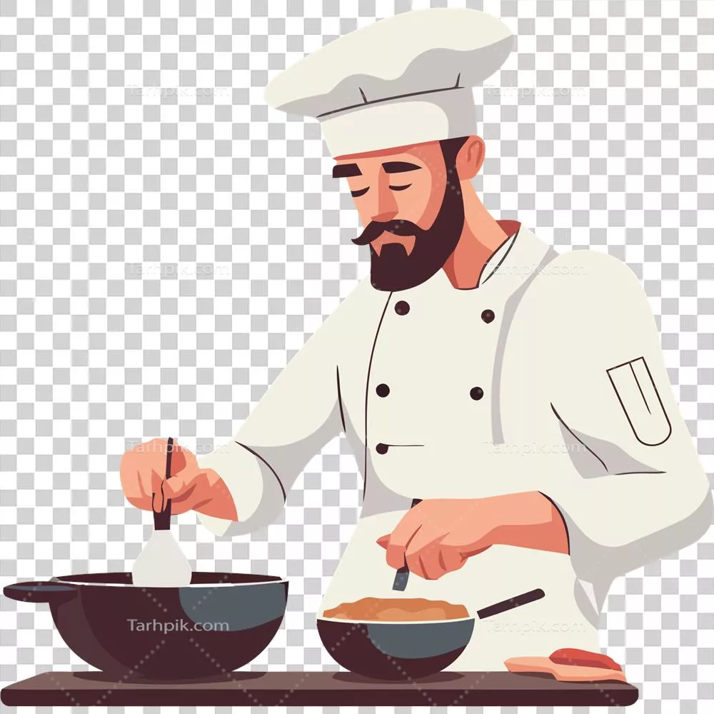 عکس دوربری آشپز در حال تهیه غذا در کاسه با استفاده از مواد تازه و خوشمزه