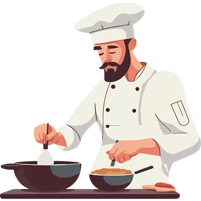 عکس دوربری آشپز در حال تهیه غذا در کاسه با استفاده از مواد تازه و خوشمزه