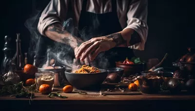 عکس دسر خانگی کدو حلوایی با میوه های تازه برای فصل پاییز