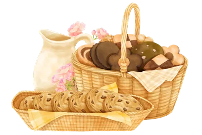 عکس دوربری سبد رنگ آمیزی شده با کوکی های خوشمزه و زیبا