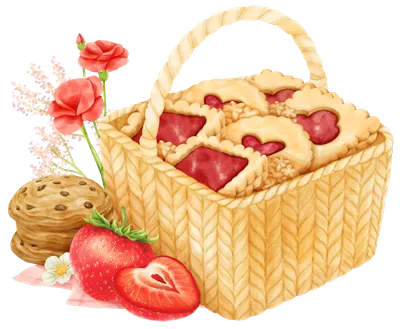عکس دوربری سبد رنگ آمیزی شده با کوکی های خوشمزه و زیبا